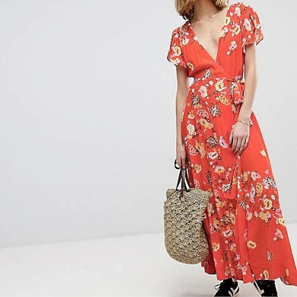 Free People | Gorgeous Jess Wrap Maxi Dress Red Combo for Revolve | Small - Picture 7 of 12
